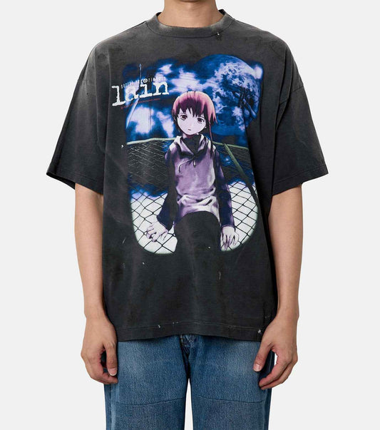 Saint Mxxxxxx xOver Serial Experiments Lain xOver GEEKS RULE- 水洗仿舊圖案印花 Tee
