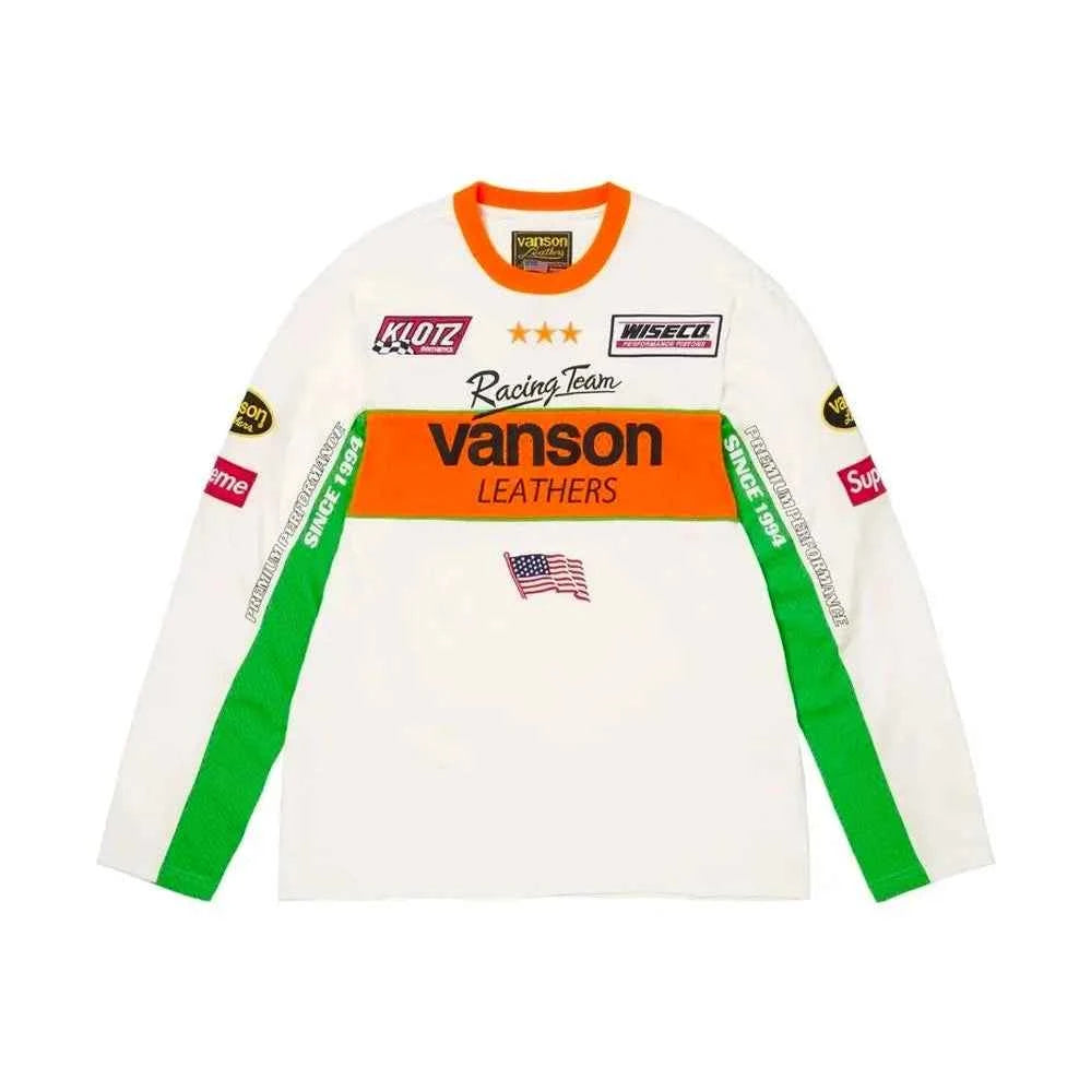 Supreme xOver Vanson Leathers - logo長袖Tee (藍色)