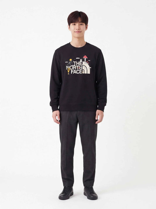 The North Face xOver Uncle Belly - 趣味印花長袖大學T (黑色)