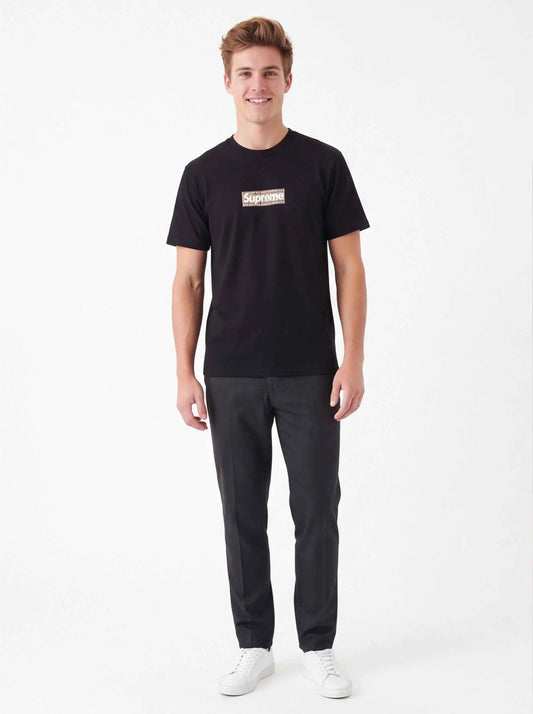Supreme xOver Burberry - Box Logo Tee (黑色)