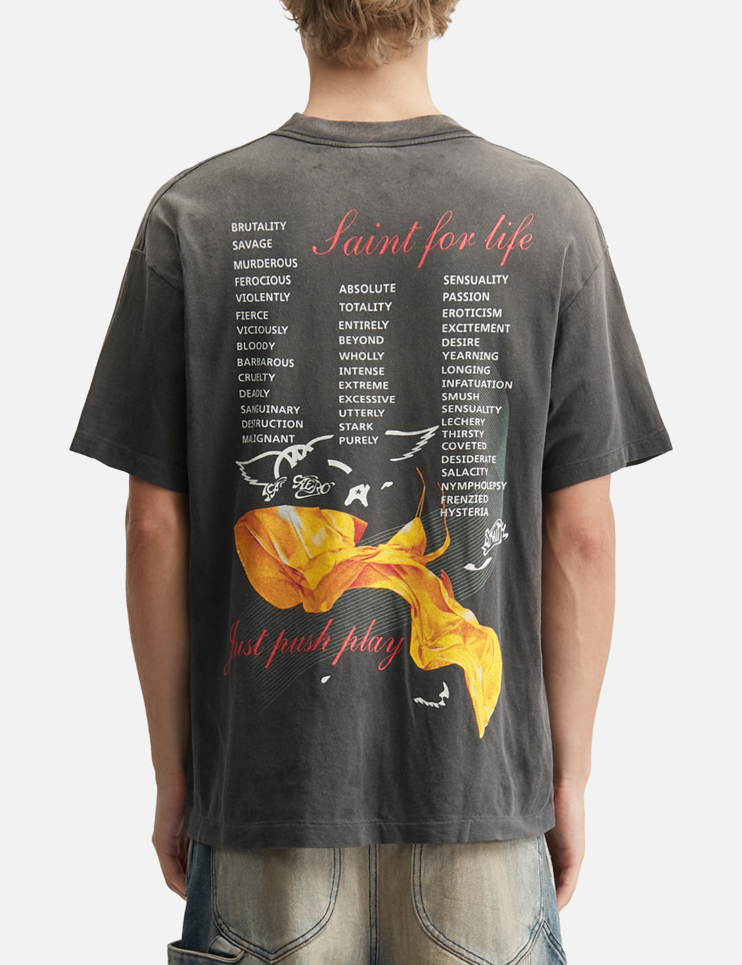 Saint Mxxxxxx xOver Aerosmith xOver 空山基 - 三方聯名 JUST PUSH PLAY Tee