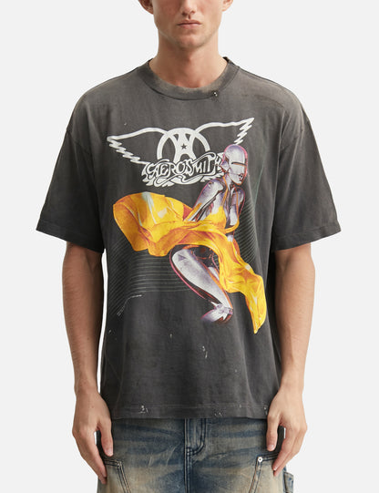 Saint Mxxxxxx xOver Aerosmith xOver 空山基 - 三方聯名 JUST PUSH PLAY Tee
