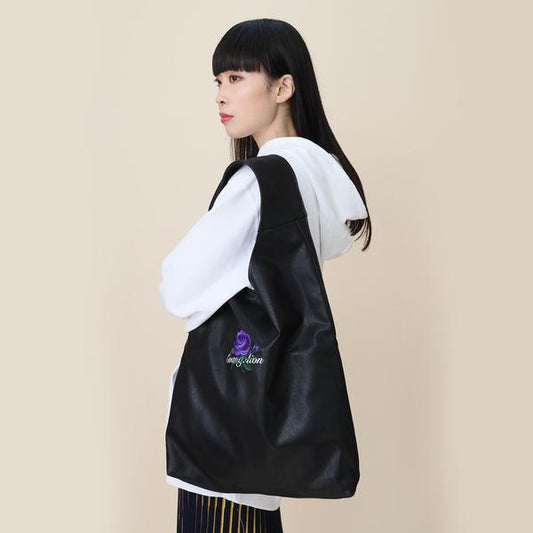 RADIO EVA xOver 新世紀福音戰士 - EVA-01 玫瑰刺繡托特包 (黑色)