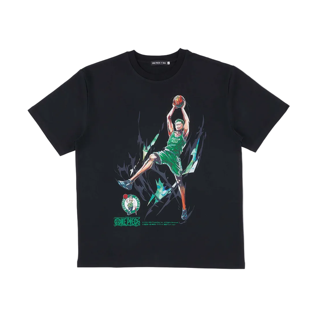 航海王 xOver NBA - 索隆x 塞爾提克 短袖Tee (黑色)