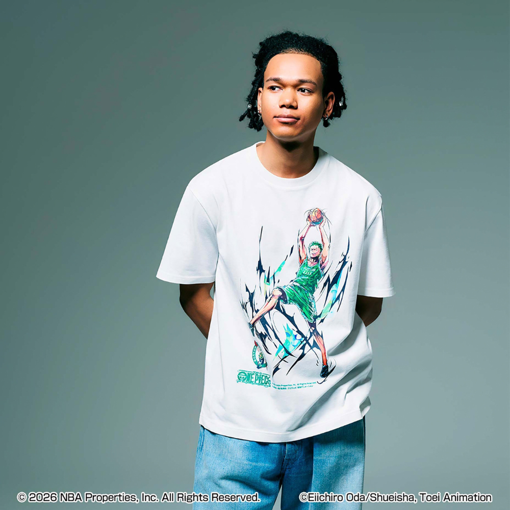航海王 xOver NBA - 索隆x 塞爾提克 短袖Tee (白色)