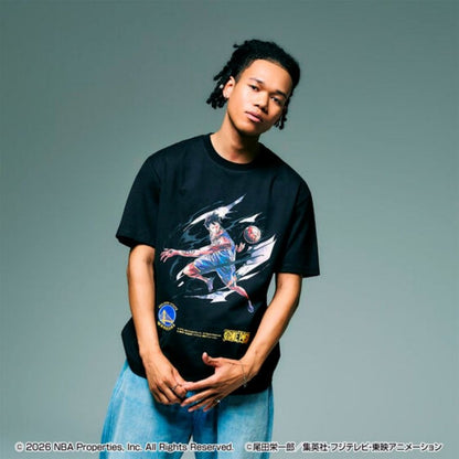 航海王 xOver NBA - 羅x金州勇士 短袖Tee (黑色)