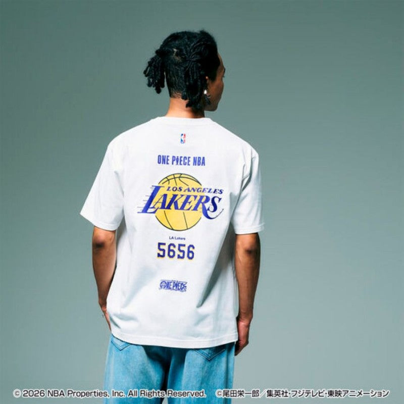 航海王 xOver NBA - 五檔尼卡魯夫x湖人 短袖Tee (白色)