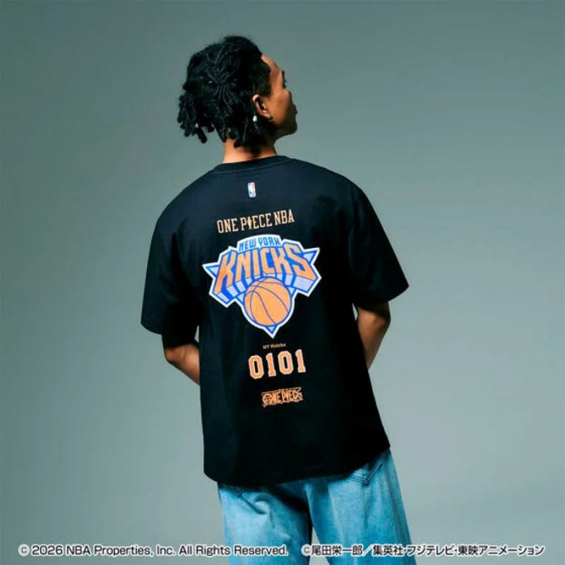 航海王 xOver NBA - 艾斯x紐約尼克 短袖Tee (黑色)