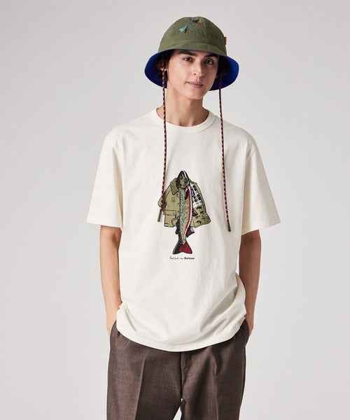 Barbour xOver Paul Smith - 釣魚夾克 短袖Tee (白色)