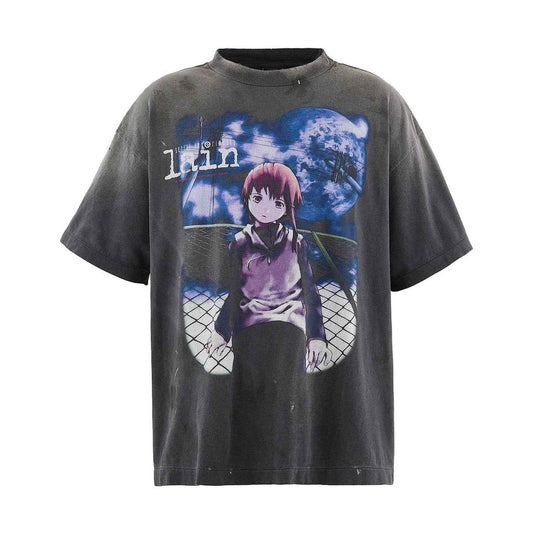 Saint Mxxxxxx xOver Serial Experiments Lain xOver GEEKS RULE- 水洗仿舊圖案印花 Tee