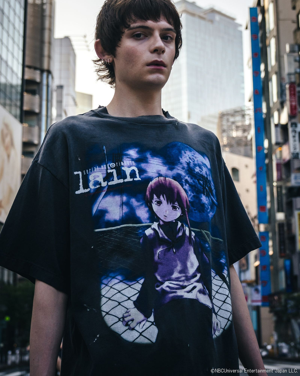 Saint Mxxxxxx xOver Serial Experiments Lain xOver GEEKS RULE- 水洗仿舊圖案印花 Tee