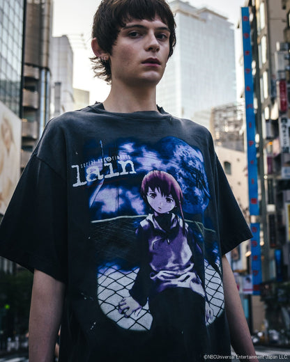 Saint Mxxxxxx xOver Serial Experiments Lain xOver GEEKS RULE- 水洗仿舊圖案印花 Tee