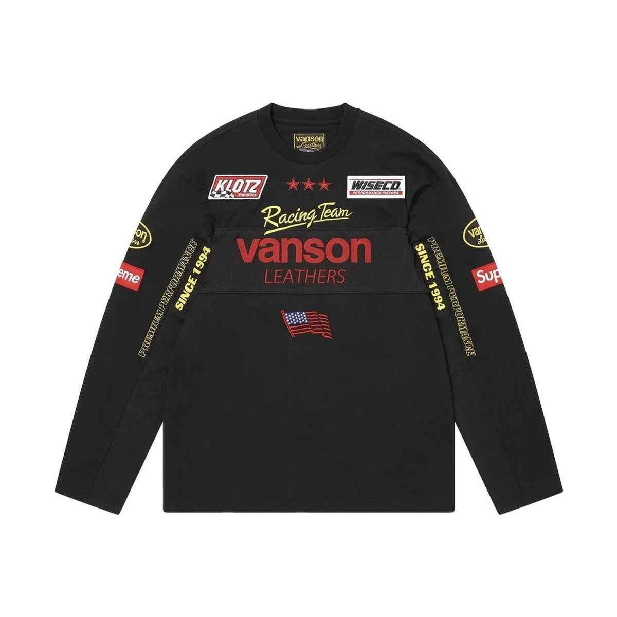 Supreme xOver Vanson Leathers - logo長袖Tee (藍色)