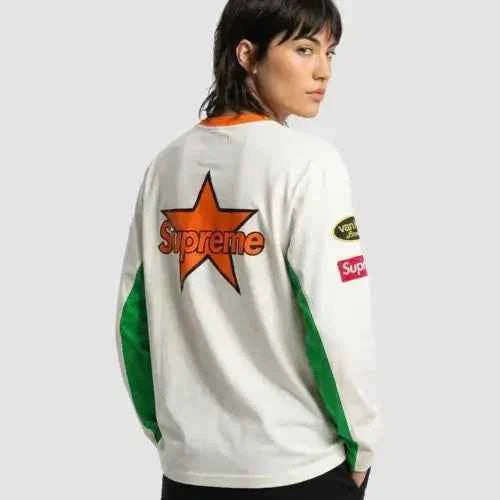 Supreme xOver Vanson Leathers - logo長袖Tee (藍色)