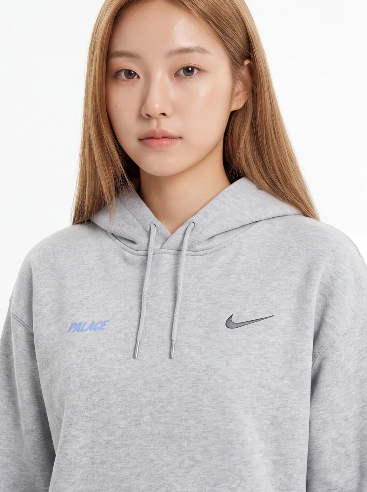 PALACE xOver Nike - Font Swoosh Hood 連帽衣 (淺灰色)