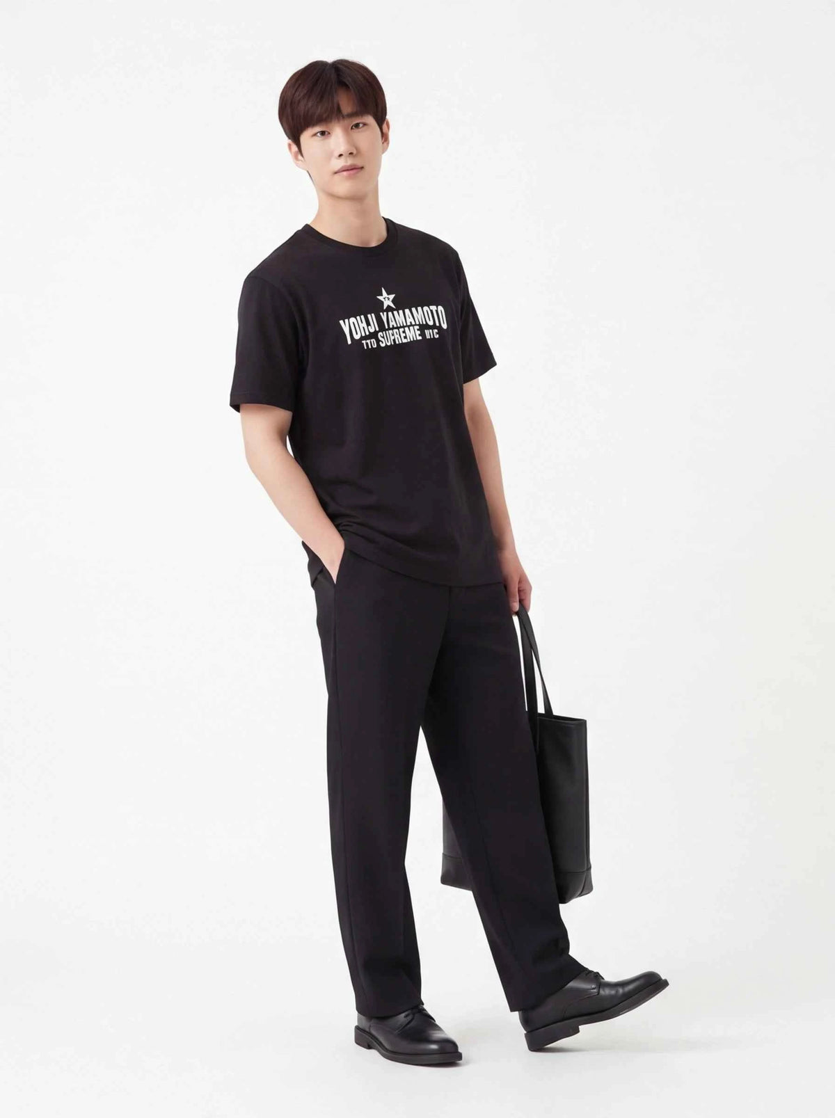 Supreme xOver 山本耀司 - 星星 logo Tee (黑色)