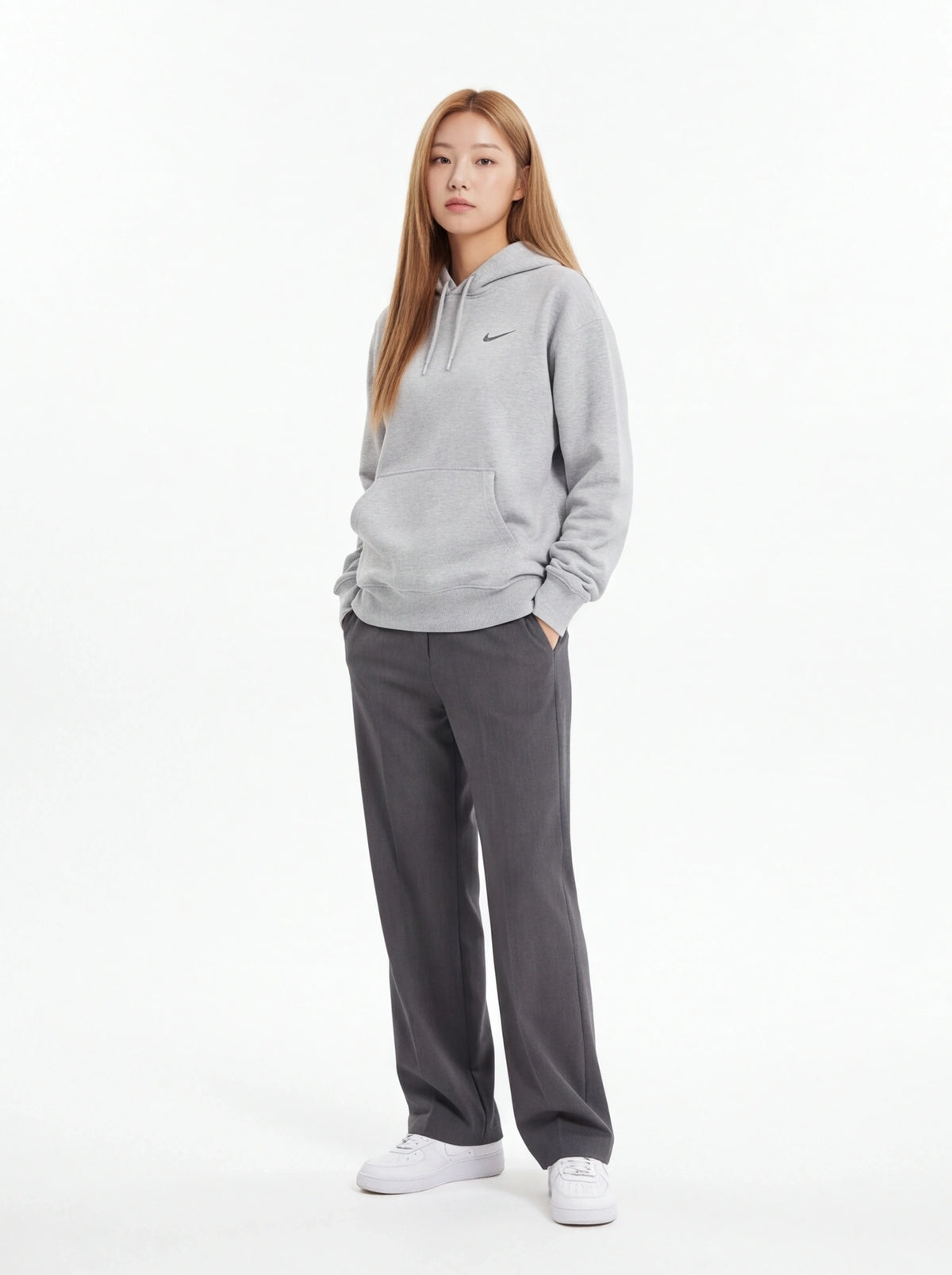 PALACE xOver Nike - Font Swoosh Hood 連帽衣 (淺灰色)