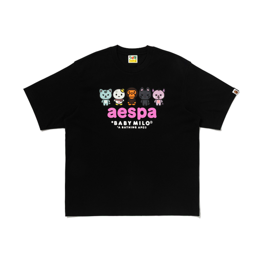 BAPE xOver Aespa- AESPA BABY MILO 寬鬆Tee (黑色)