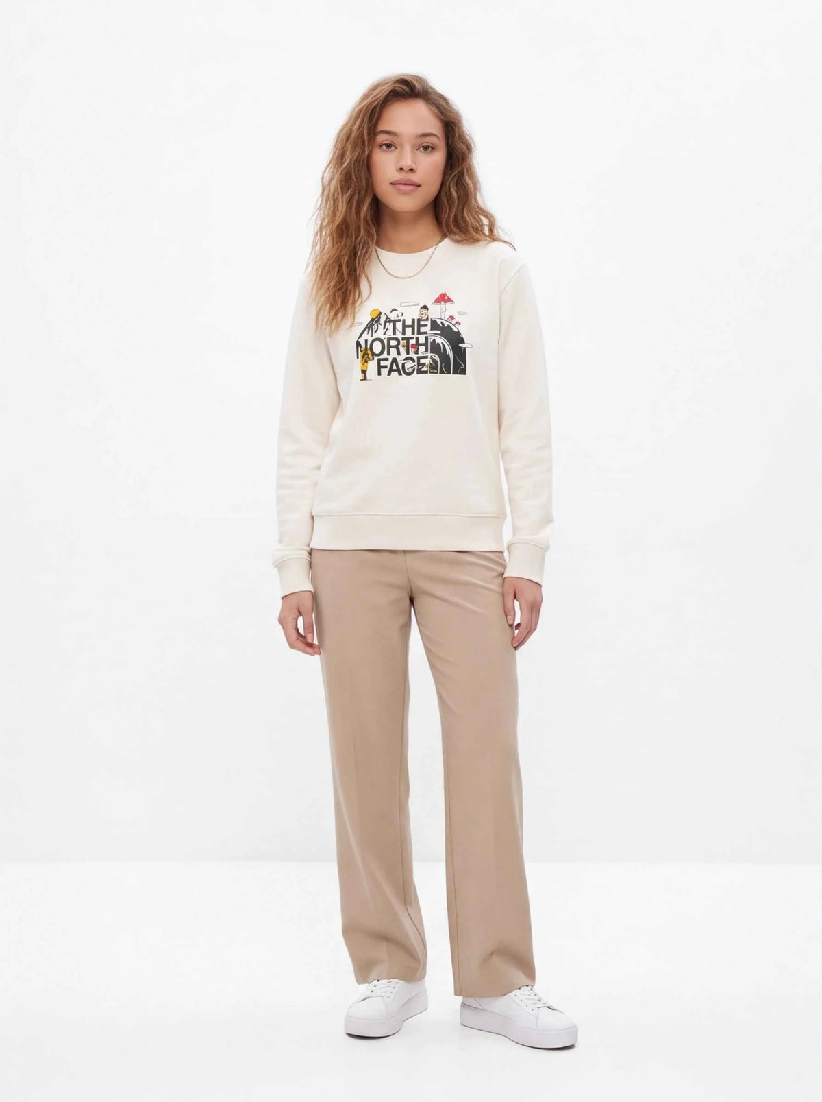 The North Face xOver Uncle Belly - 趣味印花長袖大學T (米白色)