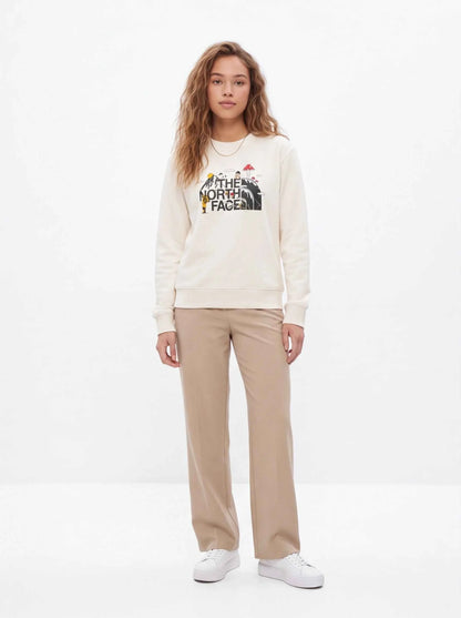 The North Face xOver Uncle Belly - 趣味印花長袖大學T (米白色)