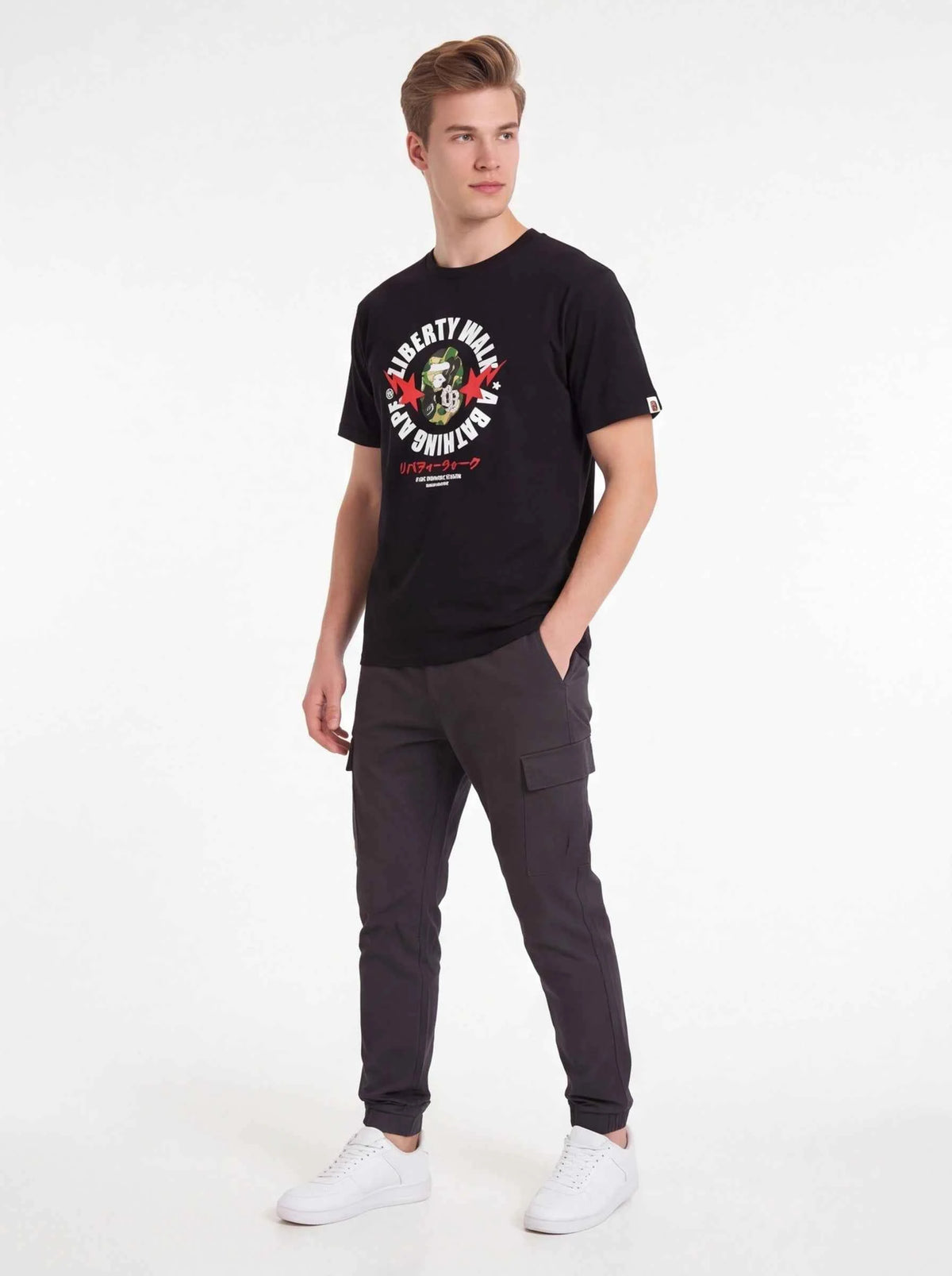 BAPE xOver Liberty Walk - ABC CAMO Tee (黑色)