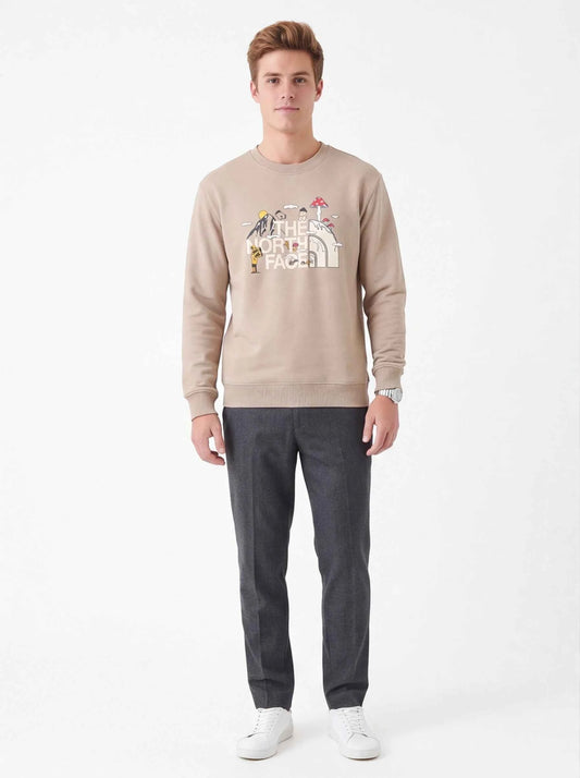 The North Face xOver Uncle Belly - 趣味印花長袖大學T (啡色)