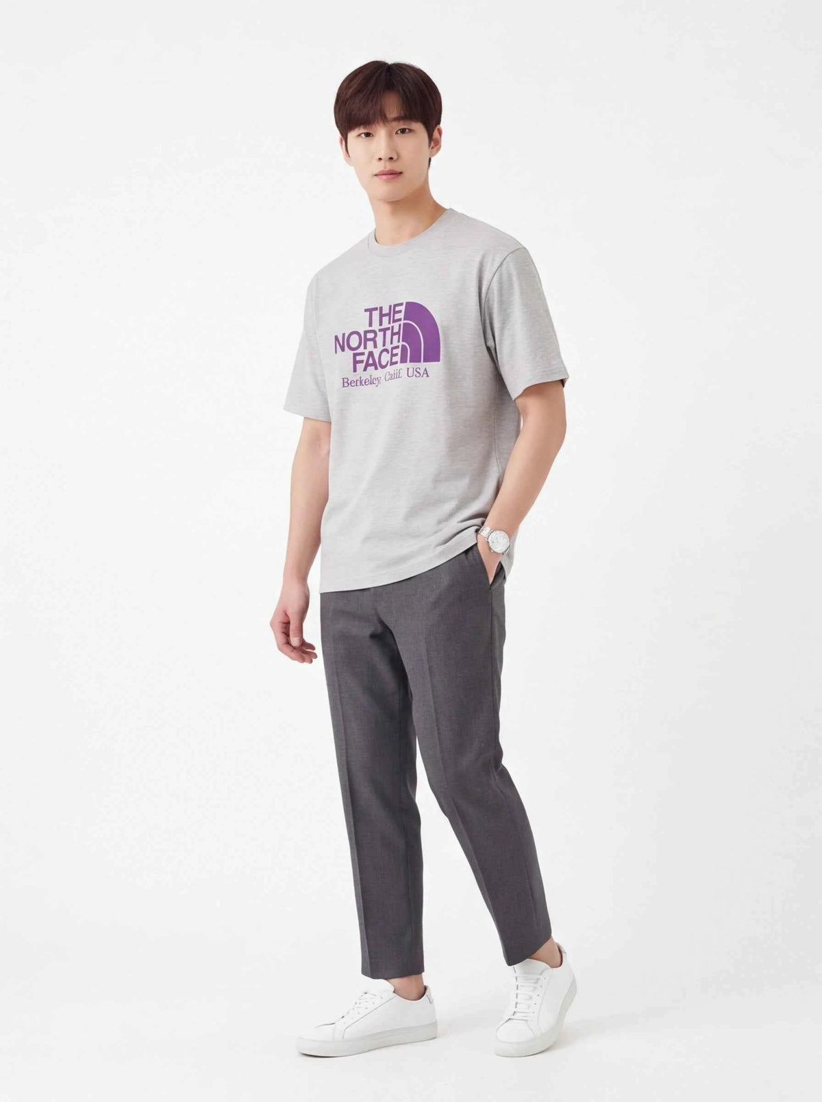 The North Face xOver PALACE - 紫標聯乘Tee (灰色)
