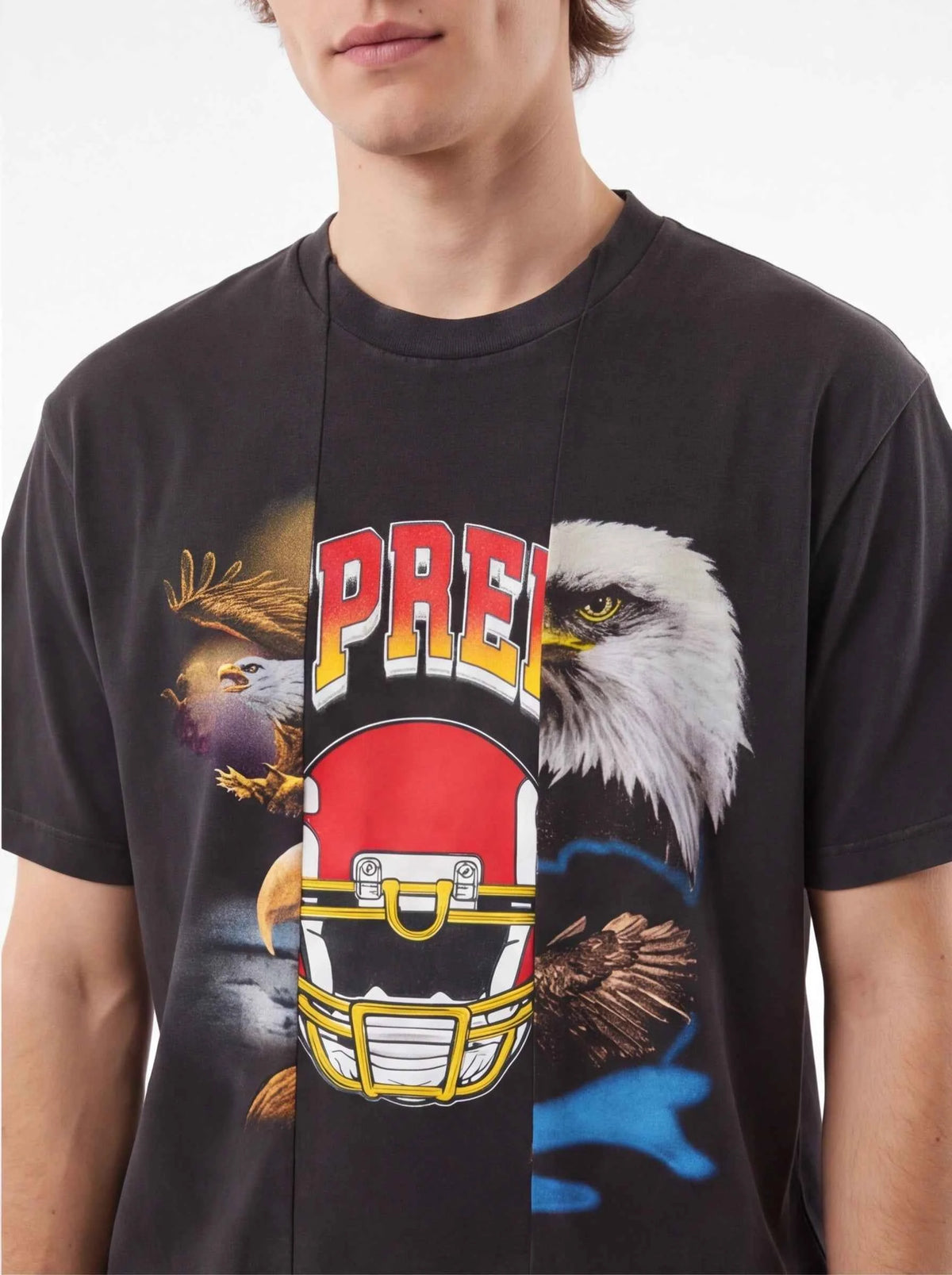 Supreme xOver MM6 Maison Margiela - SPLIT GRAPHIC TOP Tee (黑色)