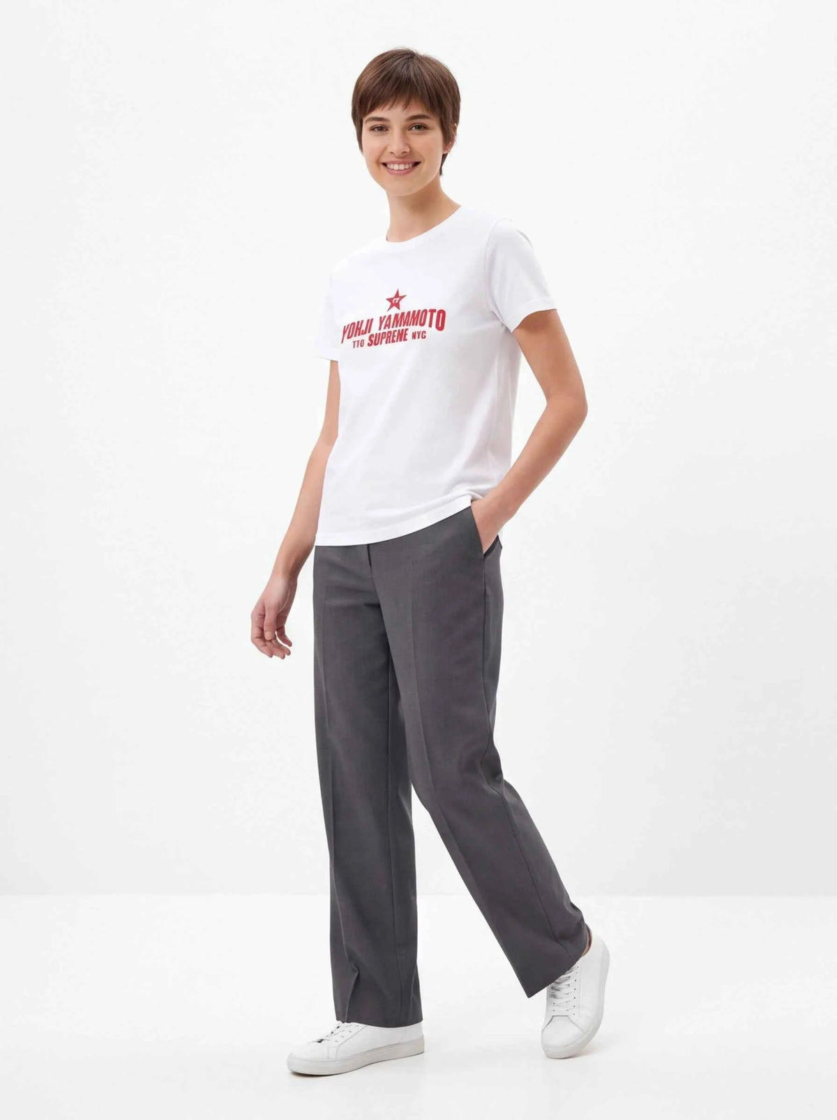 Supreme xOver 山本耀司 - 星星 logo Tee (白色)