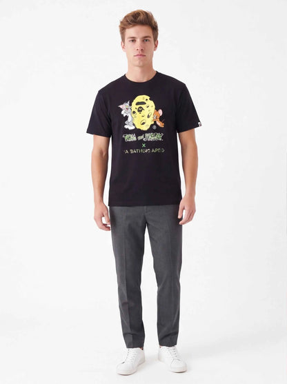 BAPE xOver 湯姆與傑利- 起司APE HEAD Tee (黑色)