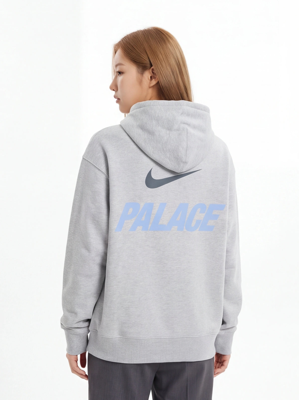 PALACE xOver Nike - Font Swoosh Hood 連帽衣 (淺灰色)