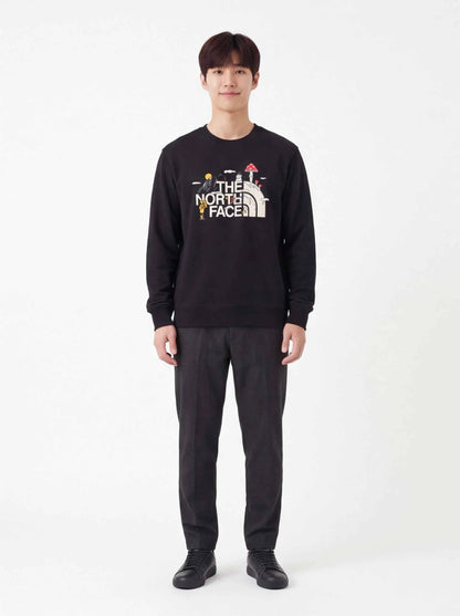 The North Face xOver Uncle Belly - 趣味印花長袖大學T (黑色)