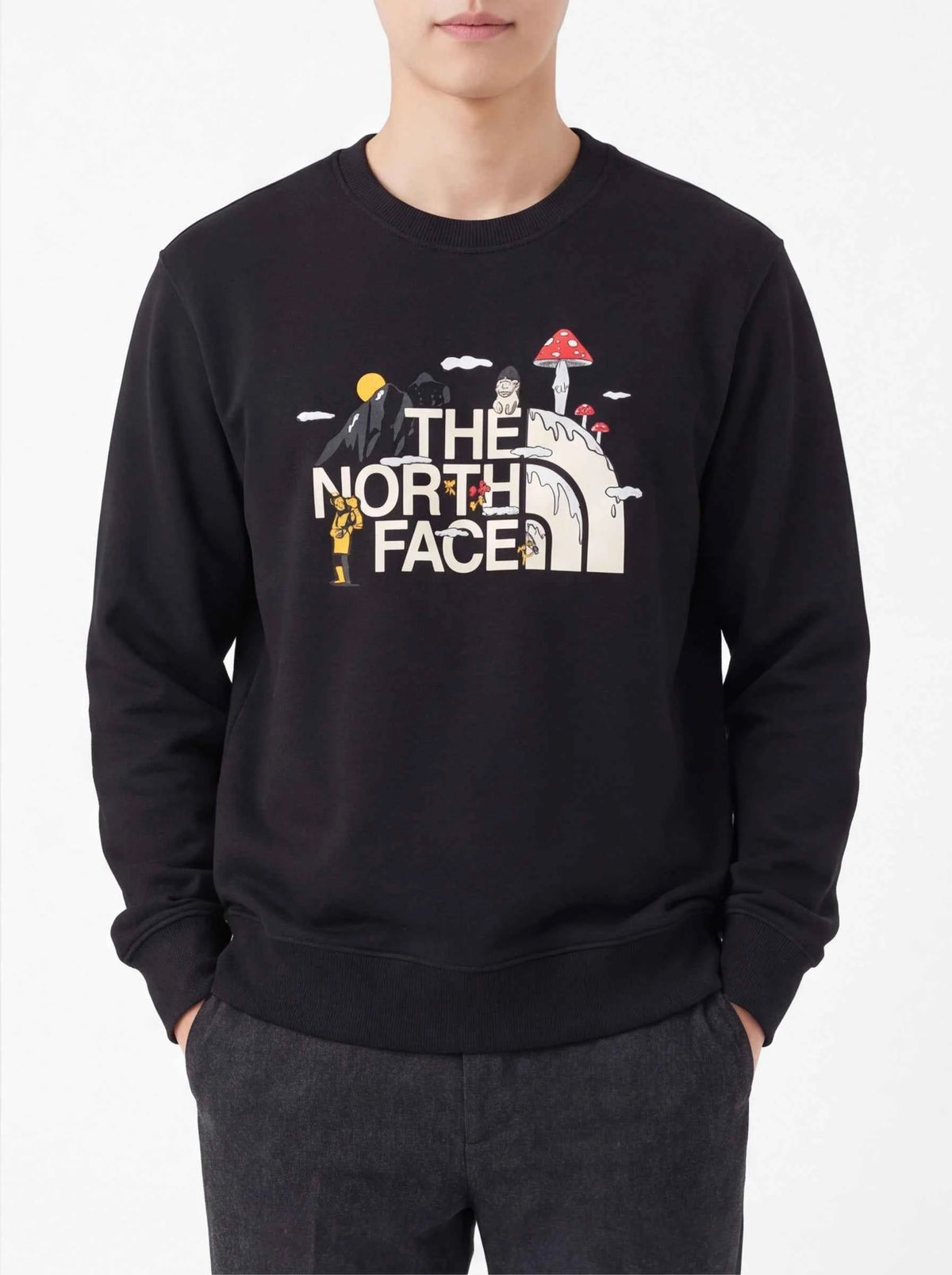 The North Face xOver Uncle Belly - 趣味印花長袖大學T (黑色)