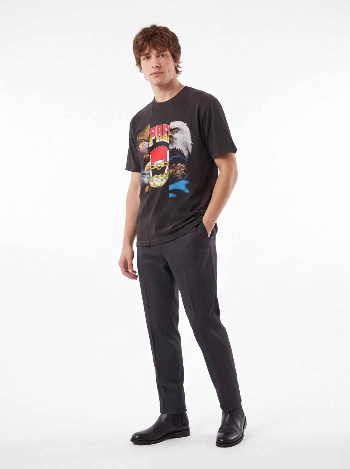Supreme xOver MM6 Maison Margiela - SPLIT GRAPHIC TOP Tee (黑色)