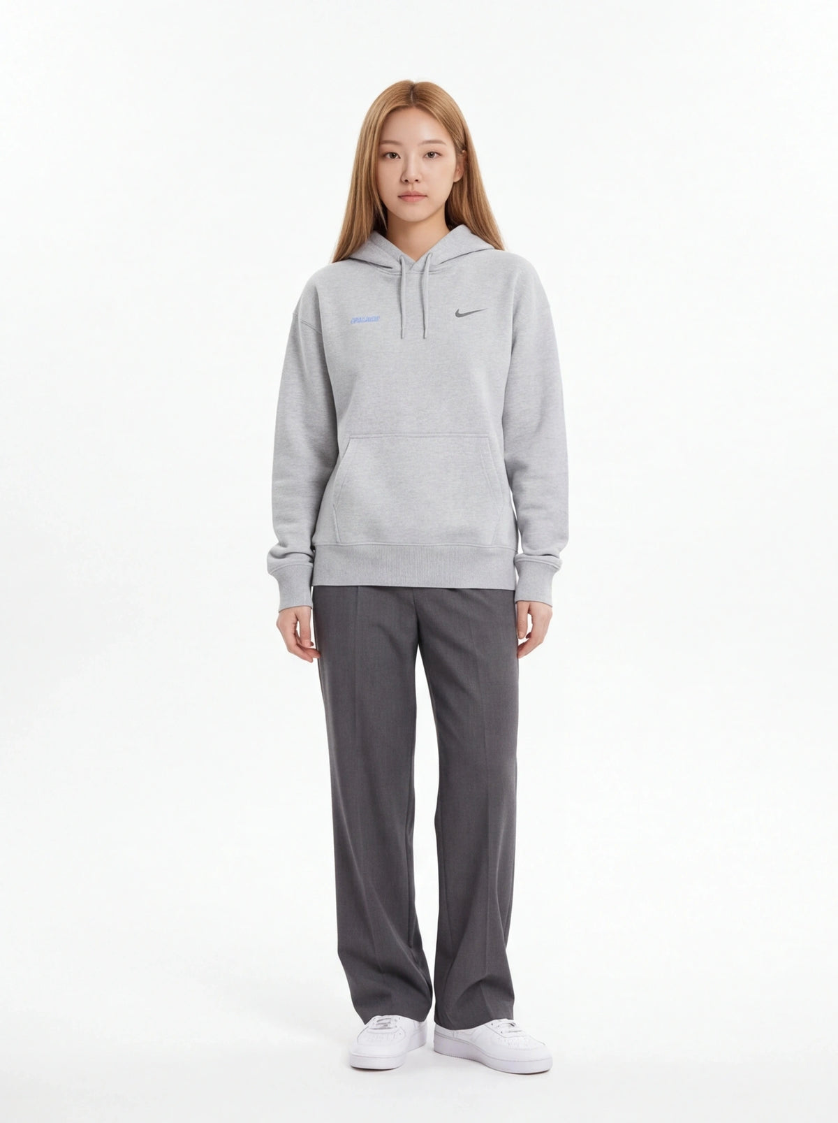 PALACE xOver Nike - Font Swoosh Hood 連帽衣 (淺灰色)