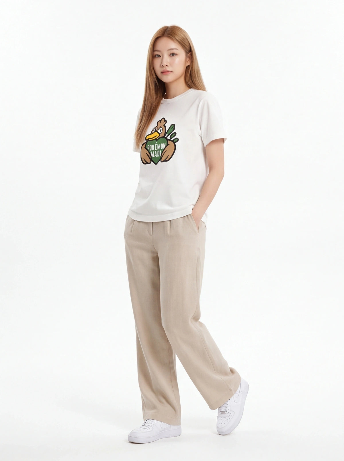 HUMAN MADE xOver 寶可夢 - 火蔥鴨 短袖Tee (白色)