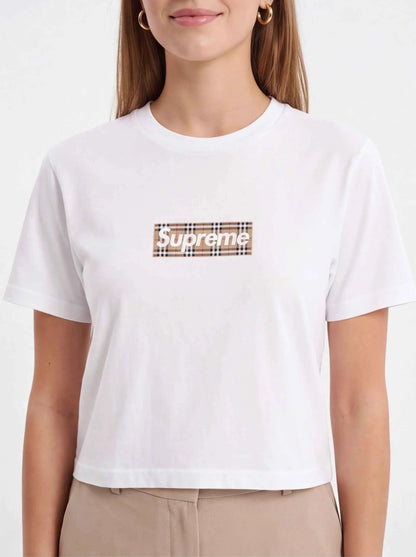 Supreme xOver BURBERRY - Box Logo Tee (白色)