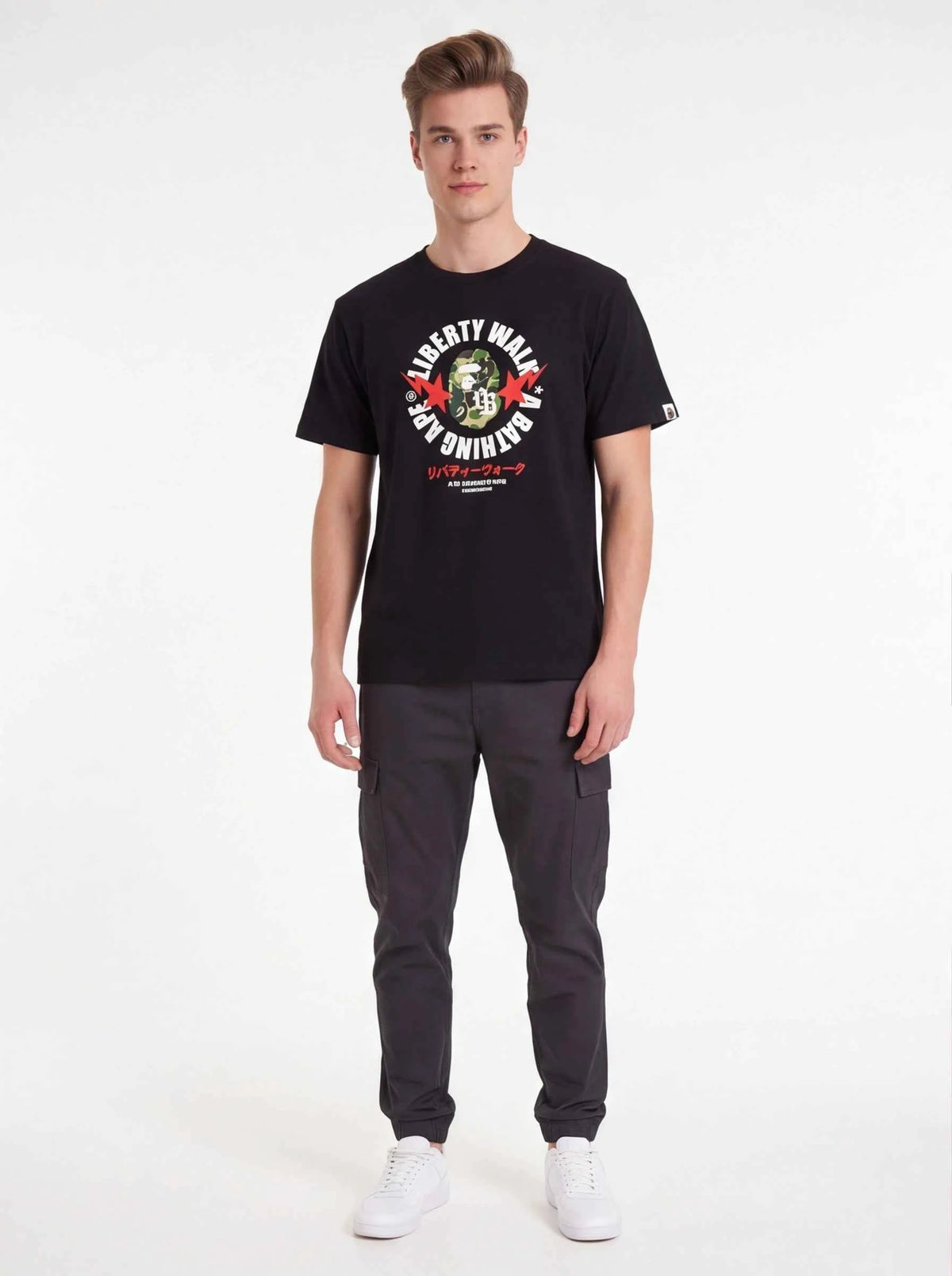 BAPE xOver Liberty Walk - ABC CAMO Tee (黑色)